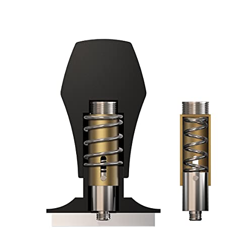 Normcore Tamper de café V4 de 58,5 mm, prensador con resorte con resortes de repuesto de 15 libras, 25 libras, 30 libras, mango y soporte de aluminio anodizado, base plana de acero inoxidable