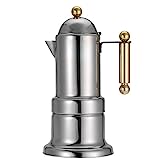 Haofy Vigano Coffee Maker 4 Tazas de Acero Inoxidable Moka Pot Stovetop Coffee Maker Herramienta de Preparación de Café con Válvula de Seguridad